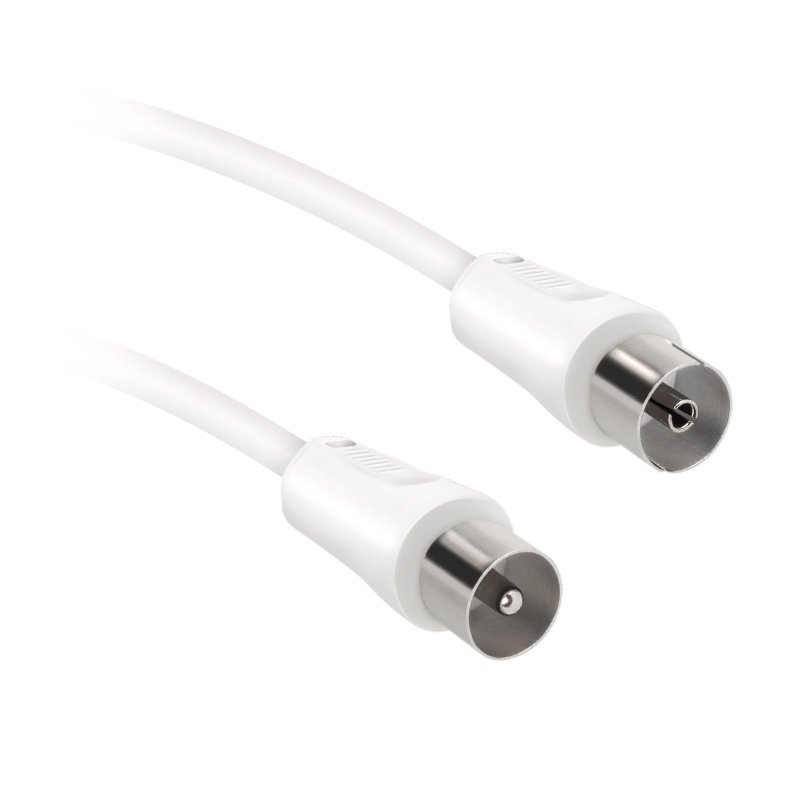 EKON antenna cable 9,5 mm male to 9,5 mm female, white color,cable length 3 m + coax adapter male-male, 75dB