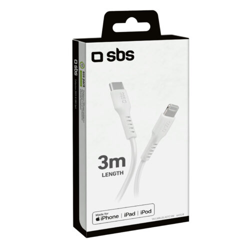 SBS Data and charging cable 3m - USB-C to Lightning connectors - Image 2