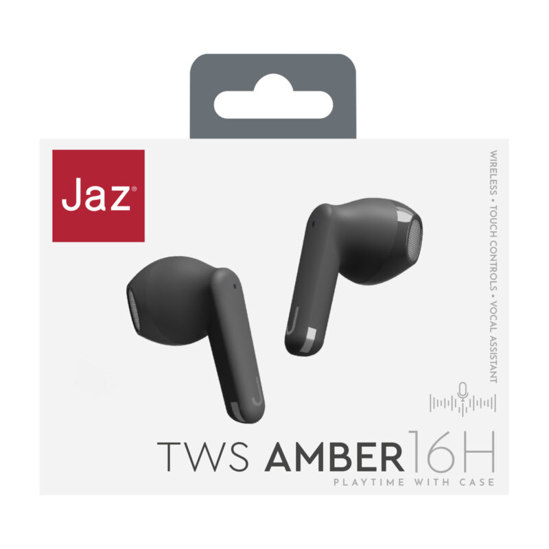 SBS TWS semi-ear in-ear headset, touch controls, 200 mAh case, silicon carrying strap, black - Image 2