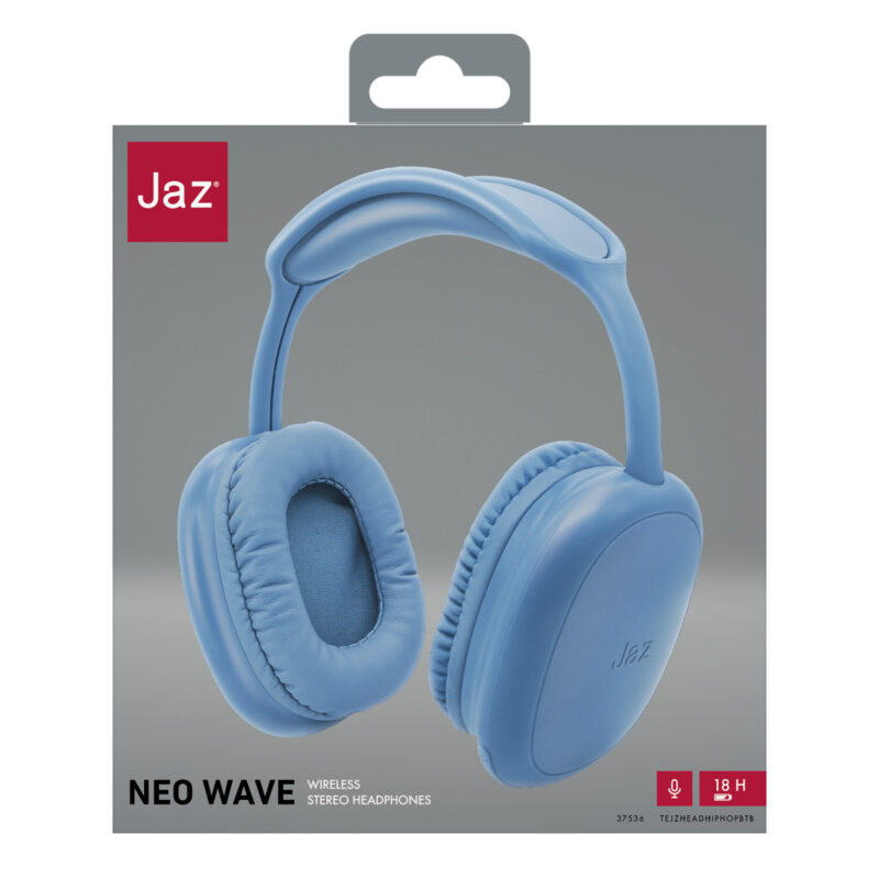 SBS JAZ Wireless Headphones with integrated buttons and microphone, blue color - Image 2