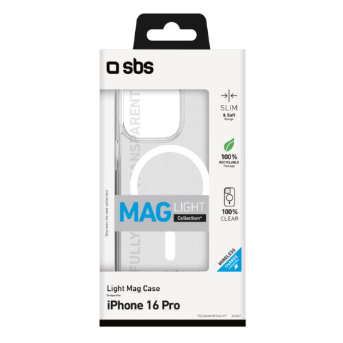 SBS Light Mag Cover compatible with MagSafe for iPhone 16 Pro, transparent - Image 2