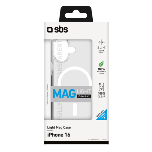 SBS Light Mag Cover compatible with MagSafe for iPhone 16, transparent - Image 2