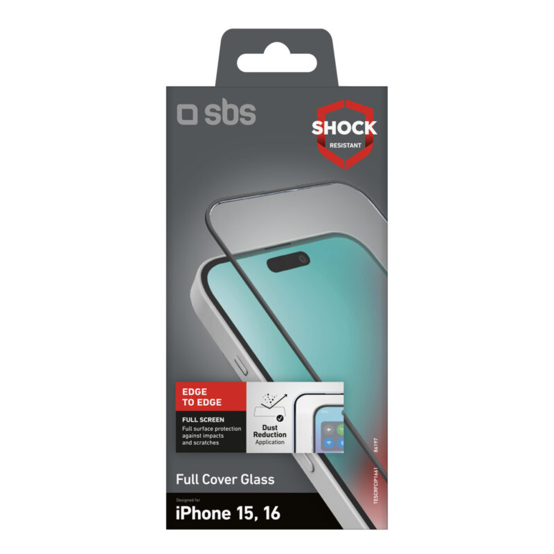 SBS Screen protector full cover tempered glass for iPhone 16 / iPhone 15 - Image 2