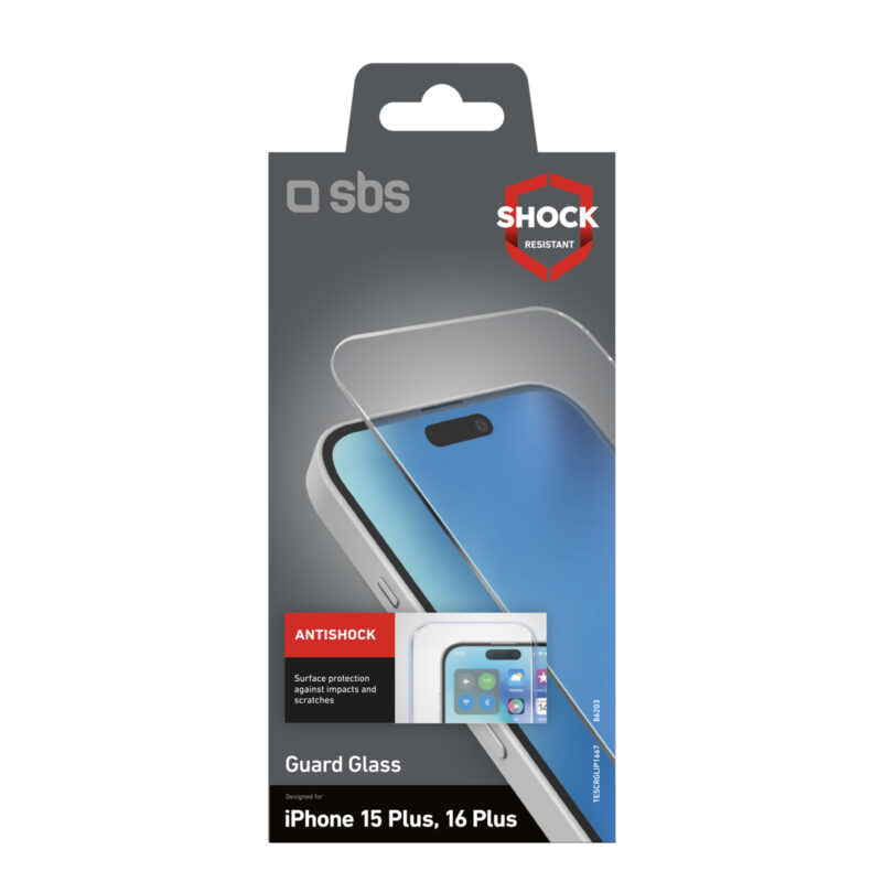 SBS Screen protector tempered glass high resistant for iPhone 16 Plus / iPhone 15 Plus - Image 2