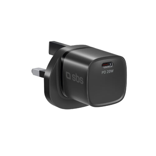 SBS Charger with USB-C port, 20W power, and UK plug
