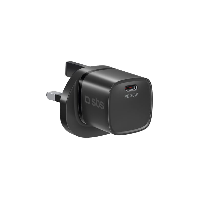 SBS Charger with USB-C port, 30W power, and UK plug