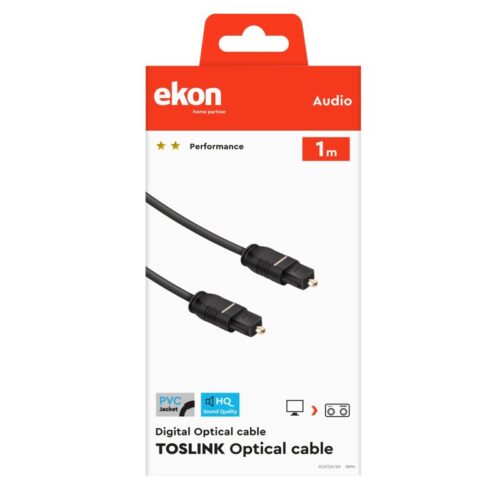 EKON Optical fiber audio cable Toslink male to Toslink male, cable length 1 m. PVC connector - Image 2
