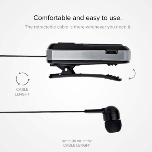 SBS Wireless Earphones with roller clip Black - Image 3