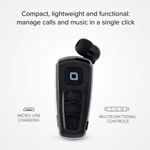 SBS Wireless Earphones with roller clip Black - Image 4