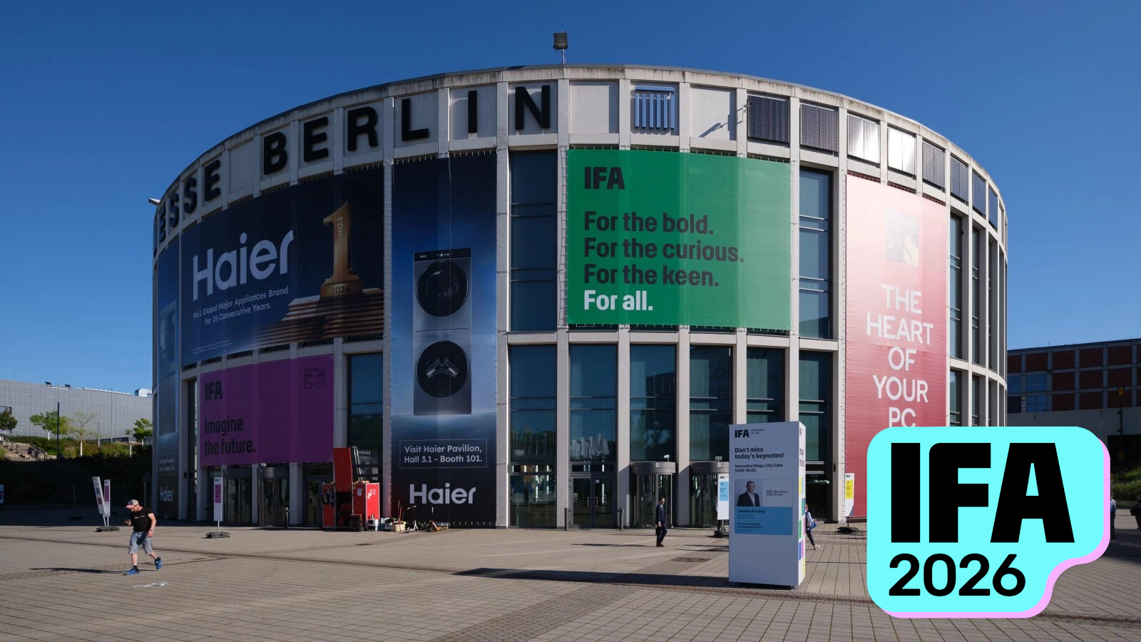 A wide shot of Messe Berlin with an IFA 2026 badge